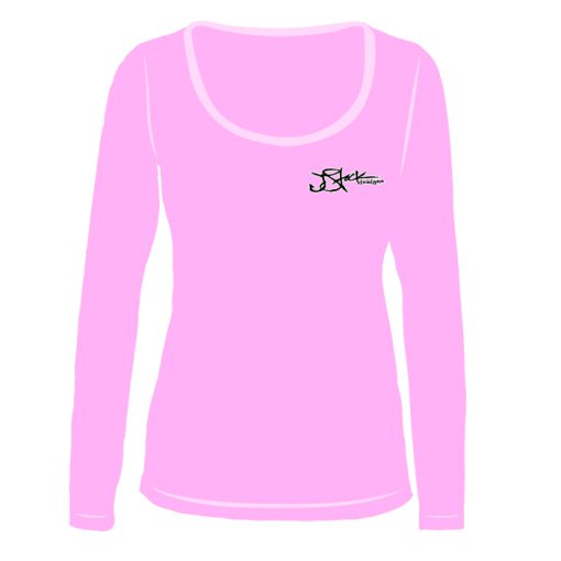 Ladies Microfiber Front: Pink long sleeve with black JStock designs logo left chest