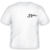Youth Shirt Front: White shirt with black JStock designs logo left chest