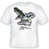 Keys Slam Shirt: White shirt with color illustrations of jumping tarpon, permit, and bonefish.