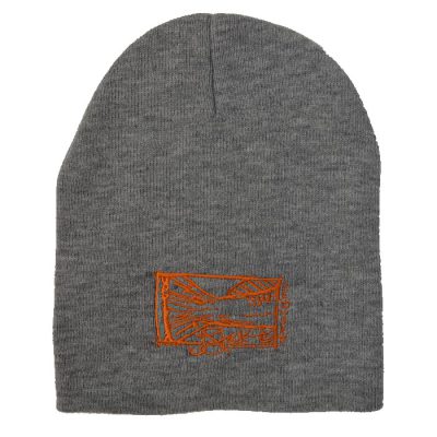 Tailin' Red Beanie: Grey skullcap with orange JStock designs Tailin' Red logo embroidered