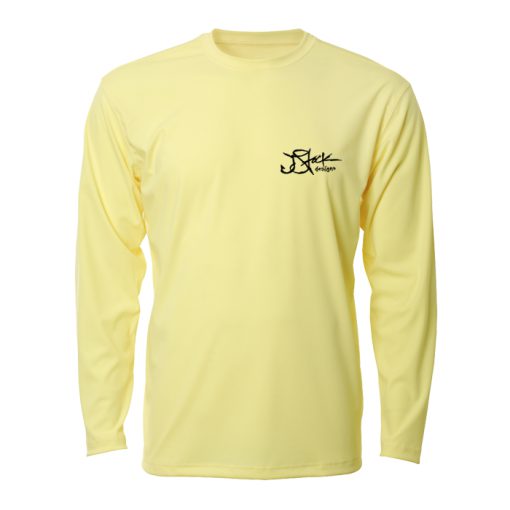 Microfiber Front: Yellow long sleeve with black JStock designs logo left chest