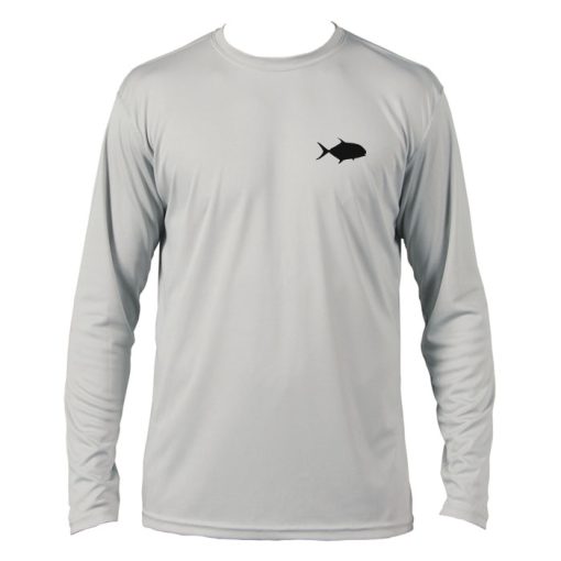 Permit Microfiber Front: Silver shirt with black permit silhouette on left chest