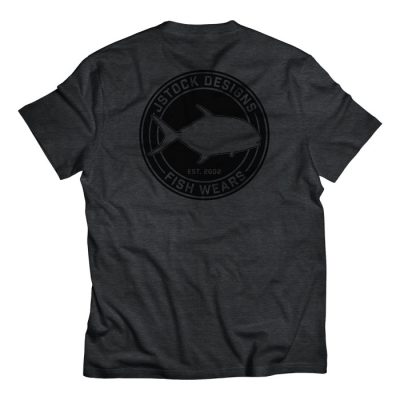 Permit Shirt Back: charcoal shirt with black JStock designs fish wear permit back