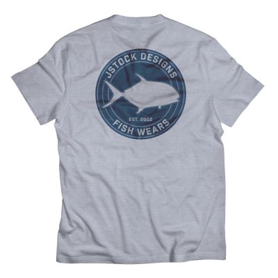 Permit Shirt Back: stonewashed blue shirt with navy JStock designs fish wear permit back