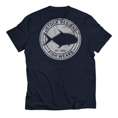 Permit Shirt Back: Midnight Navy with silver JStock designs fish wear permit back