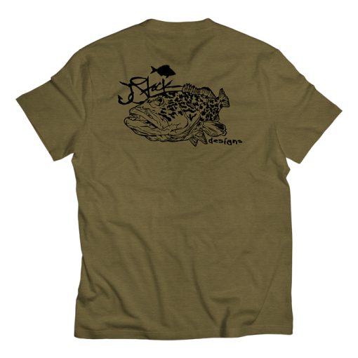 Military Green t-shirt back with black grouper silkscreened