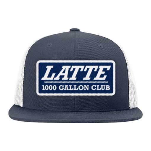 Latte 1000 Gallon Club Patch Hat - Richardson 511 Navy front and lid with white mesh back